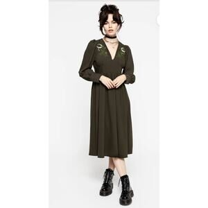 New Disturbia Huldra Embroidered Midi Dress Sz 14 US